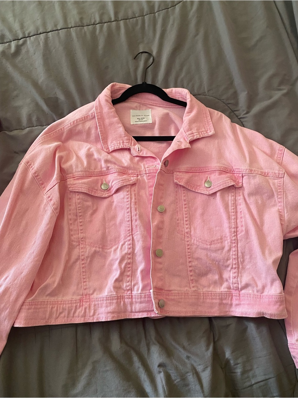 Light Pink Cropped Denim Jacket - Women